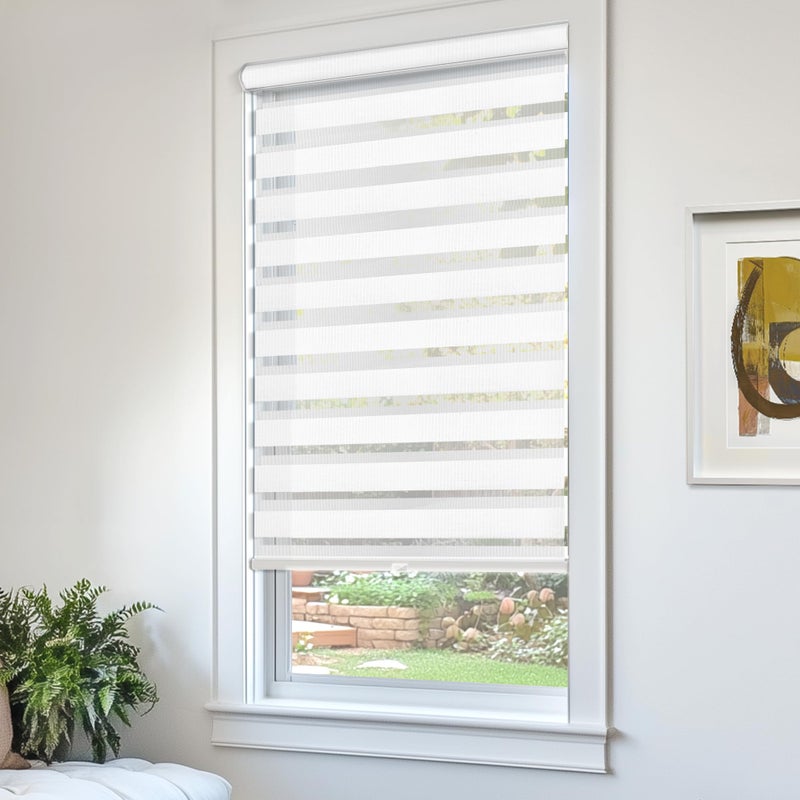 CHICOLOGY Zebra Blinds , Roller Window Shades , Blinds for Windows , Roller Shades for Windows , Window Shades for Home , Window Shades , Pull Down Shades for Windows , 35"W X 72"H , Basic Arctic - Image 2